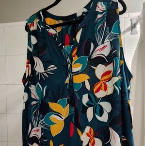Tropical Print Sleeveless Summer Blouse